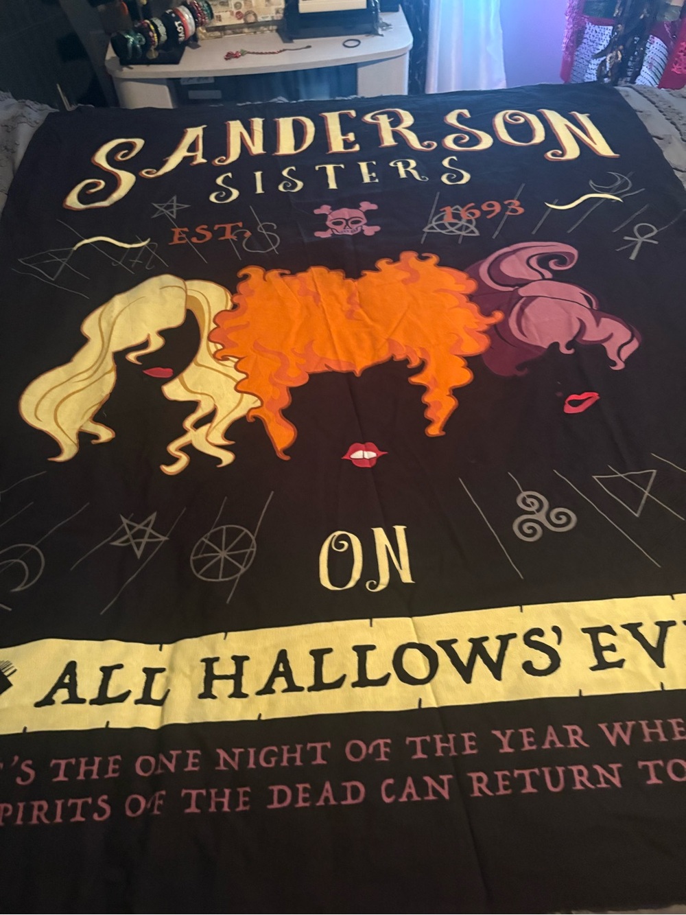 It’s the SANDERS SISTER  - Black with Orange, 45x56 cloth tapestry BOOTIFUL👻👻👻